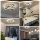 Axyaa Luxury LED Crystal Ceiling Lamp Stainless Steel Chrome Hanging Lights for Home Décor