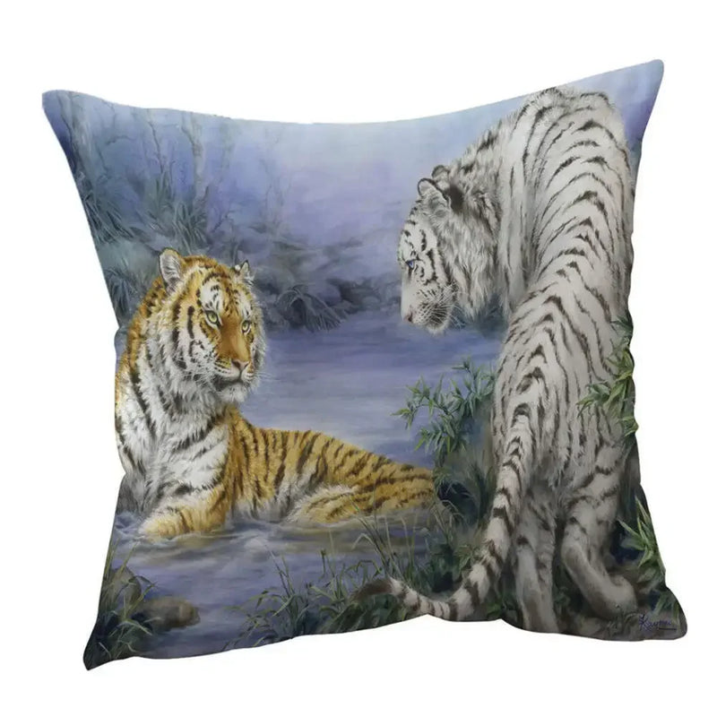 Axyaa Wildlife Animals Cushion Covers 45X45CM Wolf Fox Tiger Christmas Cats Girls