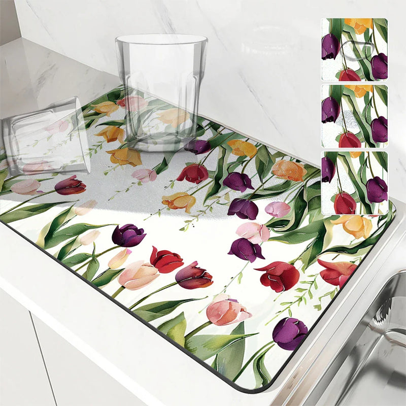 Axyaa Square Anti-slip Absorbing Dry Mat for Dishes and Cups