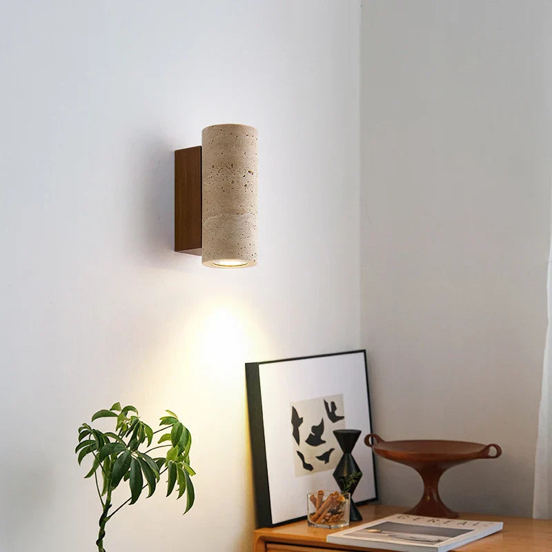 Axyaa Yellow Travertine LED Wall Lights - Modern Bedside Lamp for Home Decor