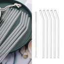 Axyaa Reusable Glass Drinking Straws Set with Brush - Bar Party Accessory