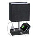 Axyaa Fabric Shade Knob Switch Table Lamp with USB Charging & Touch Control