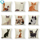 Axyaa Striped Cat Print Pillowcase for Living Room Sofa Office Chair