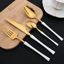 Axyaa Golden Mirror 16Pcs Stainless Steel Cutlery Set - Western Silverware Flatware