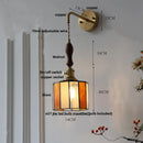 Axyaa Vintage LED Walnut Wood Wall Light with Pull Chain Switch