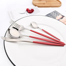 Axyaa Stainless Steel Red Silverware Set for Dining Table