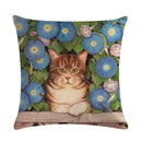 Axyaa Cute Cat Pet Pattern Pillow Cover Linen Throw Pillow 45*45cm