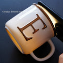 Axyaa Light Luxury Nordic Bone Couple Cup - Gold Relief Ceramic Mug