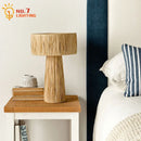 Axyaa Rattan LED Floor Lamp - Retro Wabi-Sabi Art Decor for Bedroom Living Room