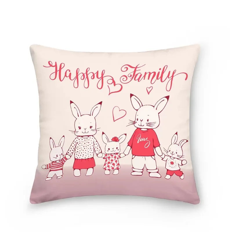 Easter Bunny Polyester Throw Pillow for Home Decor Sofa by Axyaa