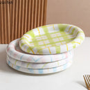 Axyaa Circular Pasta Plate Hand Drawn Ceramic Dessert Salad Breakfast Plates