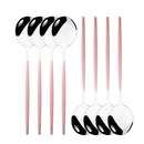 Axyaa Stainless Steel Dinner Spoons Set - Set of 8 Large Melon Spoons