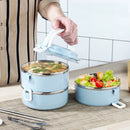 Axyaa Stainless Steel Thermal Bento Lunch Box with Leakproof Lids