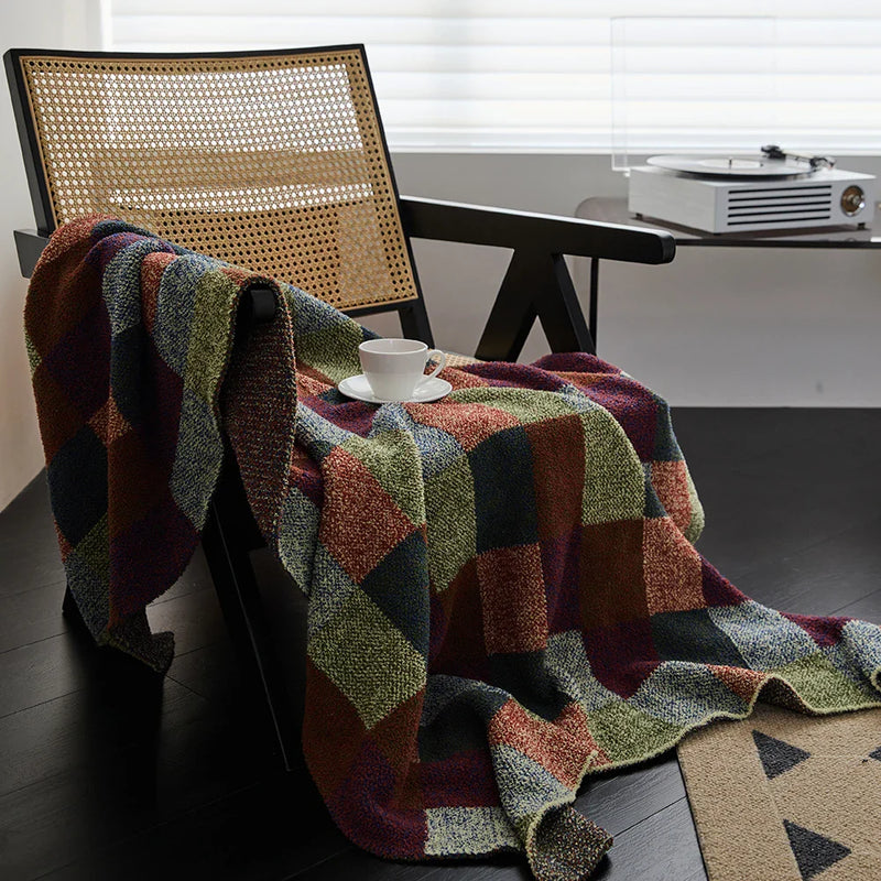 Axyaa Buffalo Grid Microfiber Knit Throw Blanket - Soft & Cozy 51x63inch