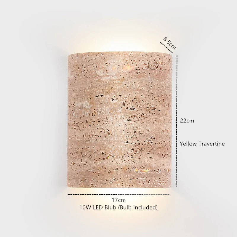 Axyaa Yellow Travertine LED Wall Light Room Decoration Wall Lamp Living Dining Room
