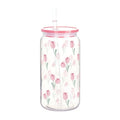 Axyaa Bow Flower Plastic Water Bottle with Wooden Lid and Straw