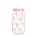 Axyaa Bow Flower Plastic Water Bottle with Wooden Lid and Straw