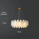 Axyaa Luxury Feather Glass Chandelier in Gold Finish - Elegant and Modern Lighting Solution