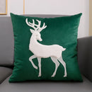 Axyaa Christmas Tree Deer Embroidery Cushion Cover 45x45cm Soft Velvet Square Pillow