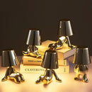 Axyaa Nordic Chrome LED Golden Man Table Lamp USB Bedroom Light