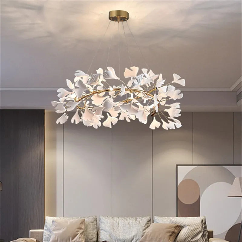 Luxury Axyaa Ginkgo Leaves Chandelier for Stairs, Hotel, Living Room, Bedroom - Nordic Design