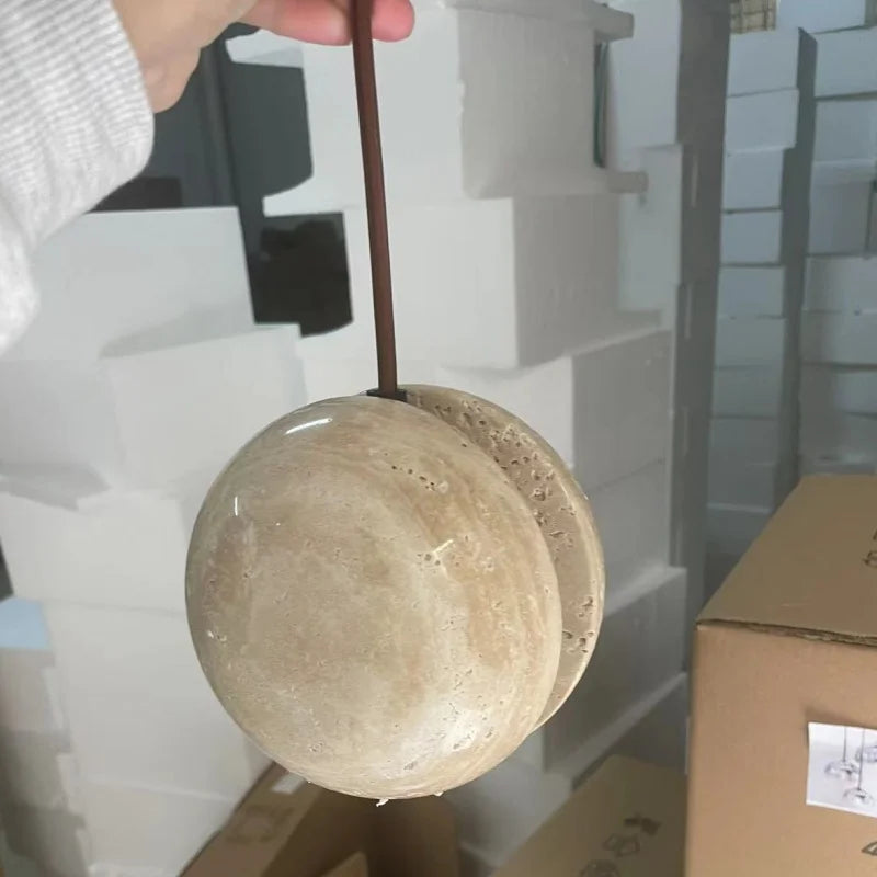 Axyaa Travertine LED Pendant Lights Natural Stone Hanging Lamp