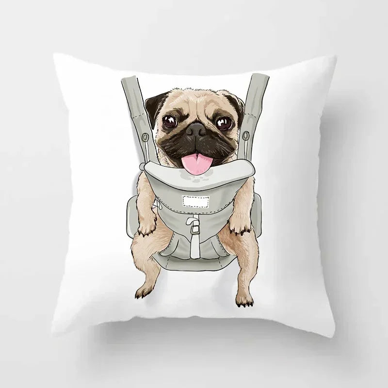 Cute Pug Bulldog Pillowcase for Living Room Decor - Axyaa Home Decor