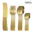 Axyaa Gold Stainless Steel Western Tableware Set: Knife, Fork, Spoon - 24pcs