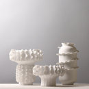 Axyaa White Pleated Petals Ceramic Vase - Handmade Flower Arrangement Home Decoration