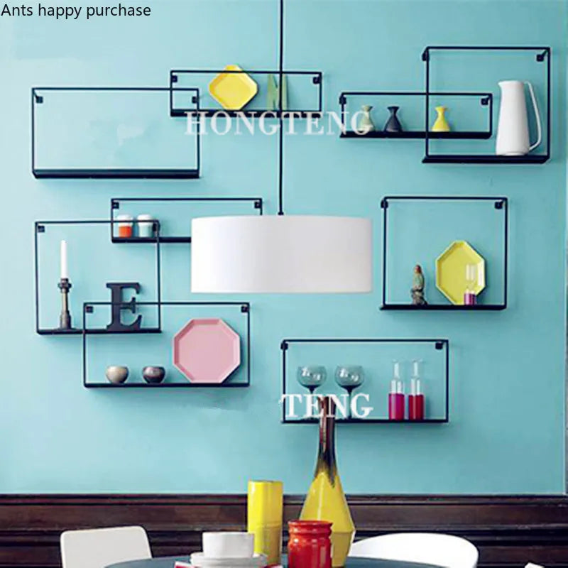 Axya Gold Iron Shelf: Nordic Metal Frame for Stylish Wall Display and Plant Stand
