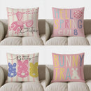 Axyaa Bunny Footprint Happy Easter Pillow Cover for Sofa, Bedroom, Car