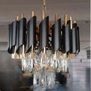 Axyaa Gold Body Black Metal Crystal Chandelier for Elegant Home Lighting