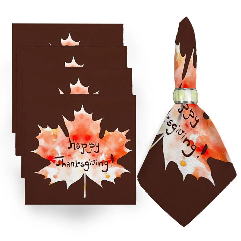 Axyaa Fall Harvest Pumpkin Napkins Square Tablecloth - Set of 4
