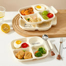 Axyaa 4-Grid Square Plastic Dinner Plate for Kids & Students, Reusable & Dishwasher Safe