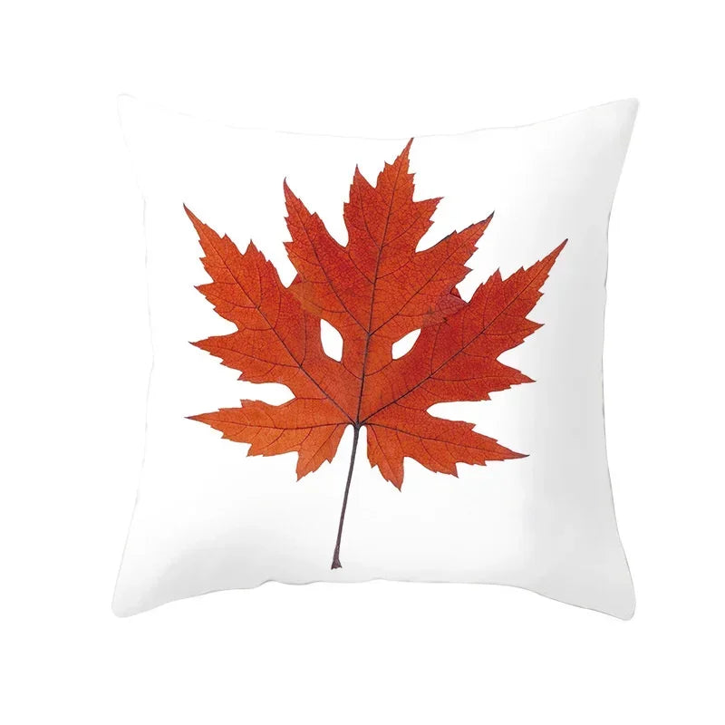 Axyaa Autumn Maple Leaves Pillow Cases with Fresh Print Flower Plant Custom Polyester Cover