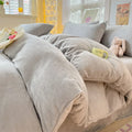 Axyaa Milk Velvet Winter Queen Duvet Cover Set, Soft & Cozy Coral Fleece Quilt