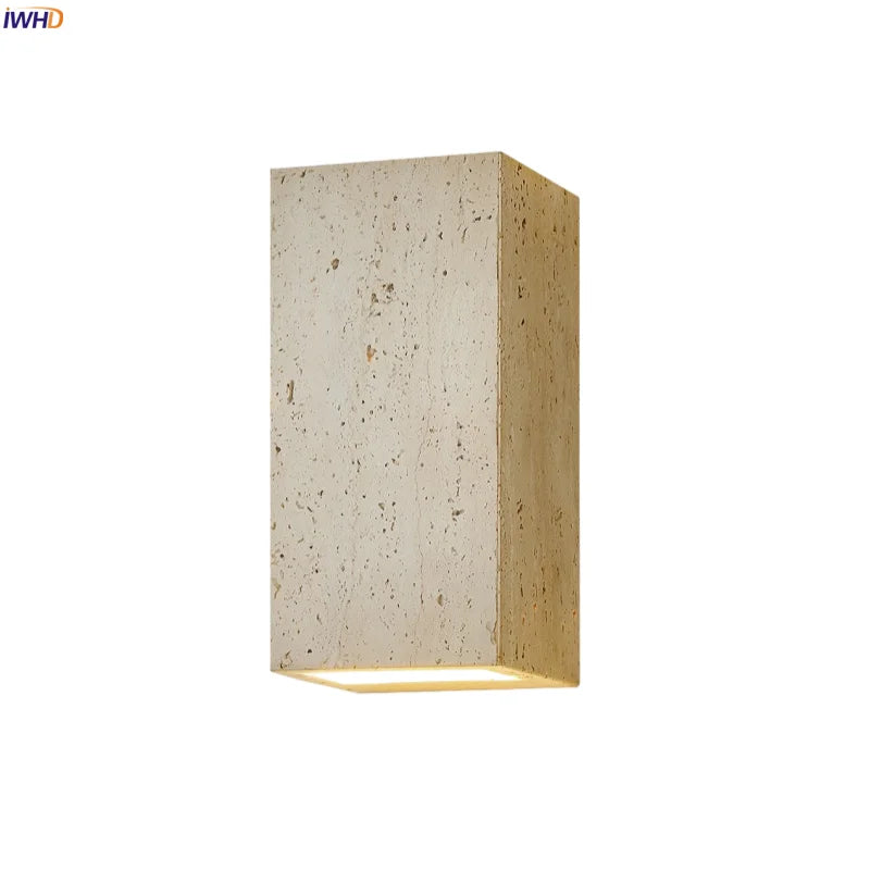 Axyaa Wabi Sabi LED Wall Light Fixtures - Yellow Travertine Bedroom Lamps