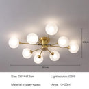 Axyaa Nordic Copper Glass Ball Chandelier for Modern Luxury Living Room