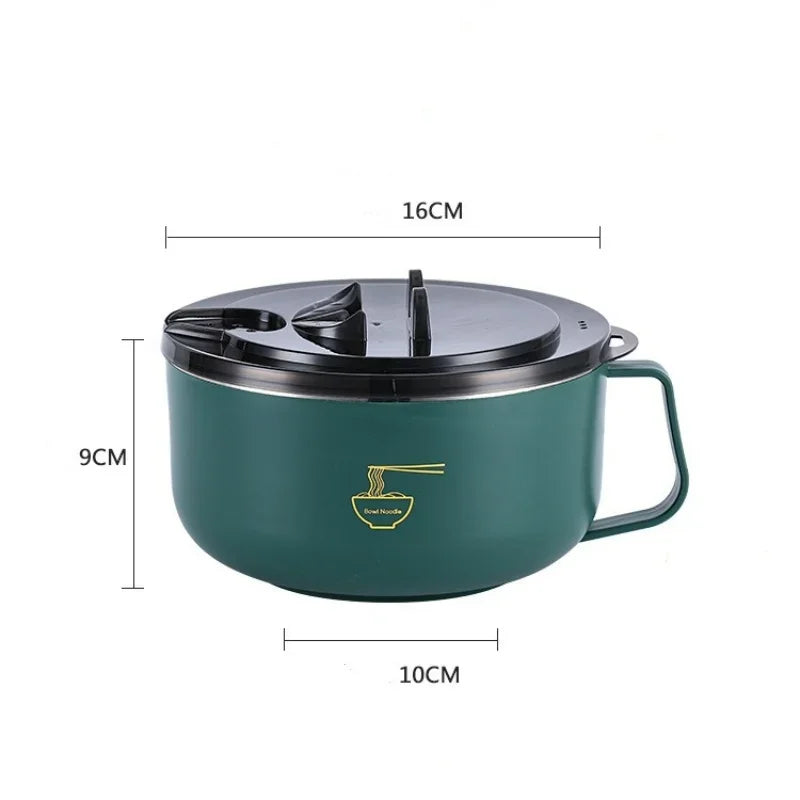 Axyaa Stainless Steel Double-Layer Noodle Bowl - Anti-Scalding Lunch Box & Food Container