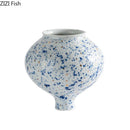 Axyaa Blue White Porcelain Vase: Elegant Table Decor Flowers Arrangement Aesthetic Classic