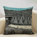 Axyaa Enchanted Forest Tree House Pillow Cover for Home Decor Sofa