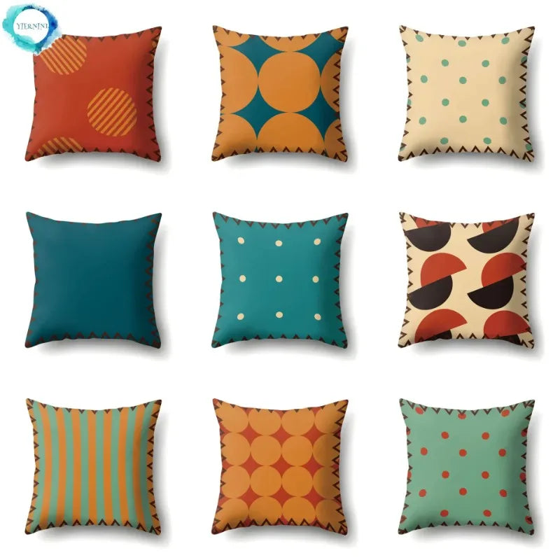 Axyaa Retro Geometric Pattern Cushion Cover for Sofa and Couch Décor