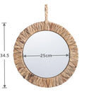 Rustic Rattan Wall Mirror Handmade by Axyaa - Round Bedroom Dressing Mirror