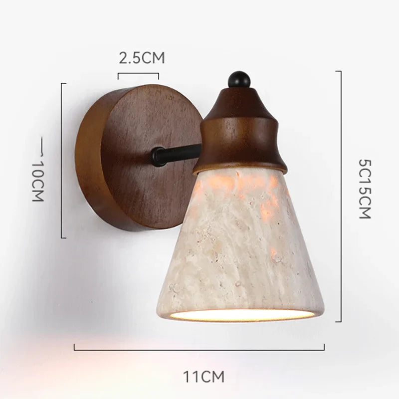 Axyaa Classical Yellow Travertine Wall Lamp Bedroom Sconce LED Lighting