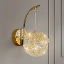 Axyaa Crystal Ball Wall Lamp, Elegant Bedroom Lighting for Girls, Lychee Trendy Design