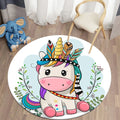Axyaa Lion Cartoon Animal Round Carpet for Living Room Children's Bedroom