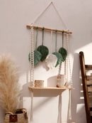 Axyaa Leaf Tassel Macrame Hanging Shelf for Chic Home Decor