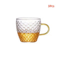 Axyaa 100ml Glass Fish Scale Teacup Set Transparent Handle Kung Fu Small Cup