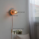 Axyaa Vintage LED Wall Lamp Pull Chain Switch Plug, Walnut Ash Wood Copper