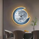 Axyaa Starry Sky Moon Clock LED Wall Light - Modern Wabi Sabi Decor Mural, Living Room Corridor.